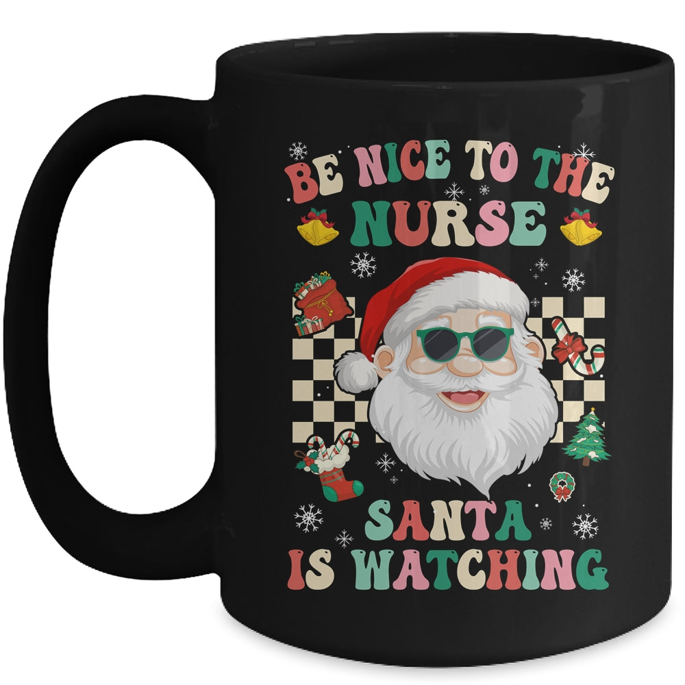 Be Nice To The Nurse Santa Christmas Xmas Groovy Mug | teecentury