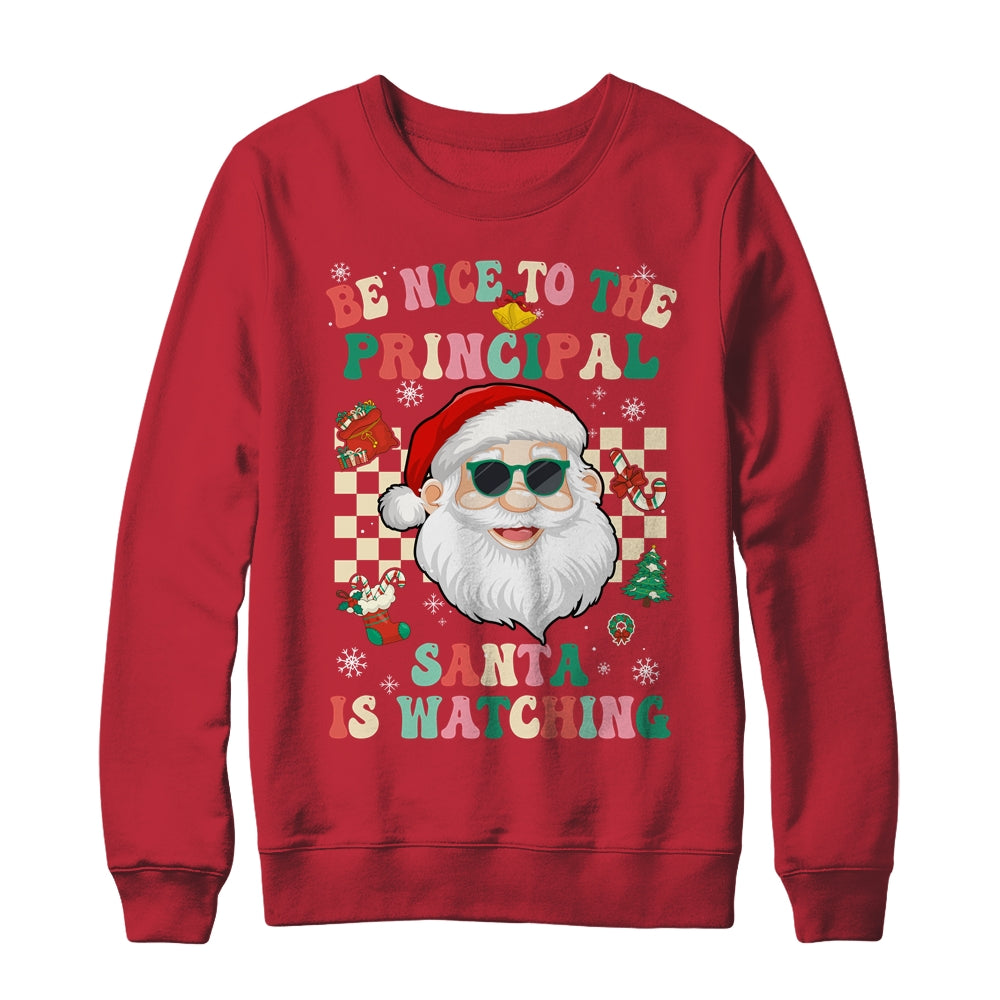 Be Nice To The Principal Santa Christmas Xmas Groovy Shirt & Sweatshirt | teecentury