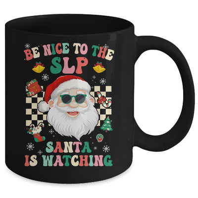 Be Nice To The SLP Teacher Santa Christmas Xmas Groovy Mug | teecentury