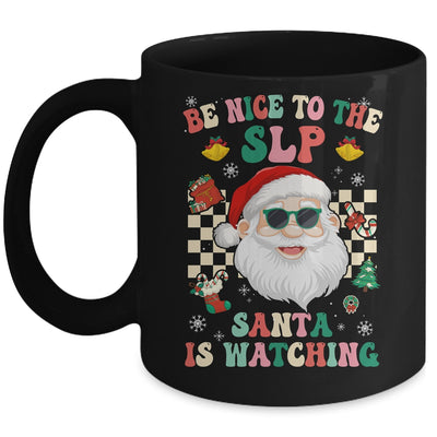 Be Nice To The SLP Teacher Santa Christmas Xmas Groovy Mug | teecentury