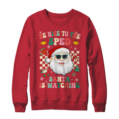 Be Nice To The SPED Teacher Santa Christmas Xmas Groovy Shirt & Sweatshirt | teecentury