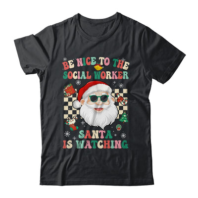 Be Nice To The Social Worker Santa Christmas Xmas Groovy Shirt & Sweatshirt | teecentury