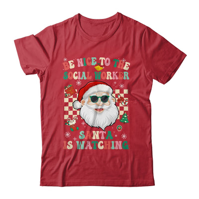 Be Nice To The Social Worker Santa Christmas Xmas Groovy Shirt & Sweatshirt | teecentury