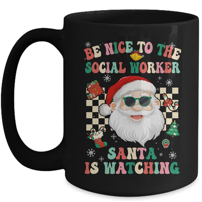 Be Nice To The Social Worker Santa Christmas Xmas Groovy Mug | teecentury