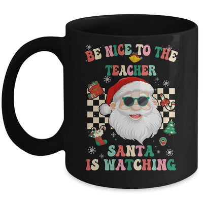 Be Nice To The Teacher Santa Is Watching Christmas Groovy Mug | teecentury