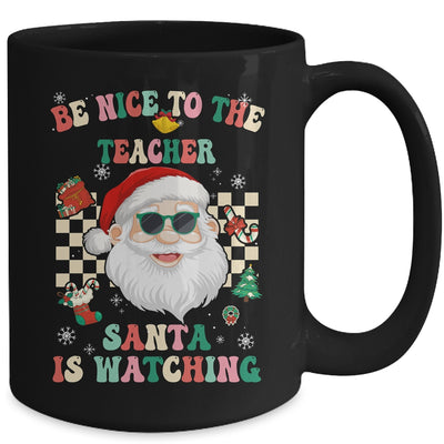 Be Nice To The Teacher Santa Is Watching Christmas Groovy Mug | teecentury