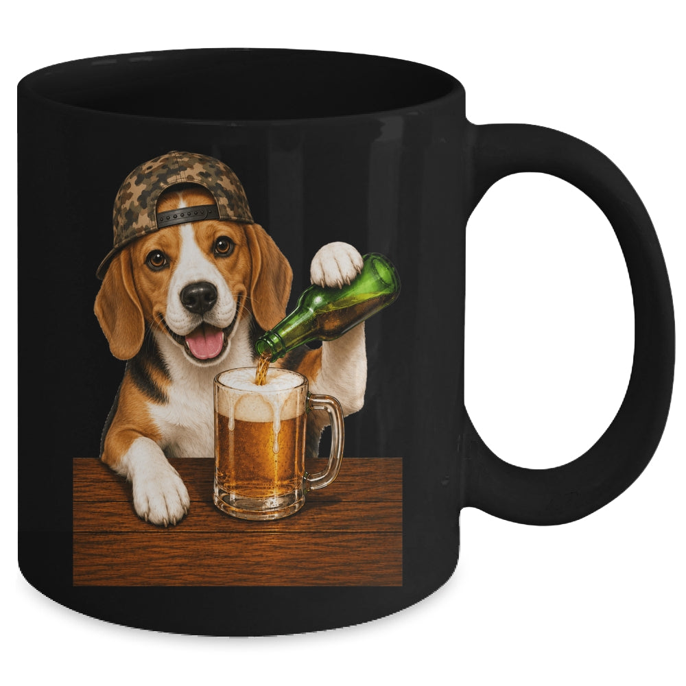 Beagle Drinking Beer Shirt Funny Fathers Day Dog Meme Mug | teecentury