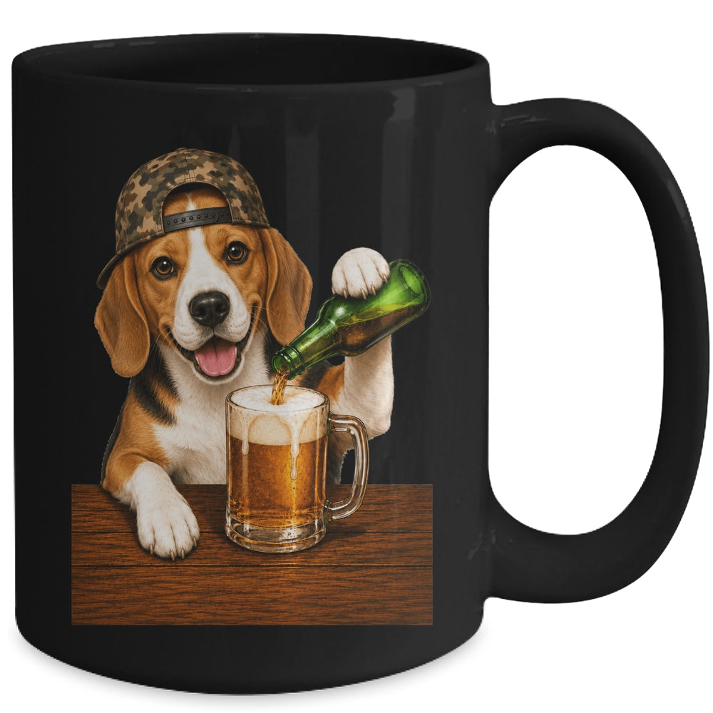 Beagle Drinking Beer Shirt Funny Fathers Day Dog Meme Mug | teecentury