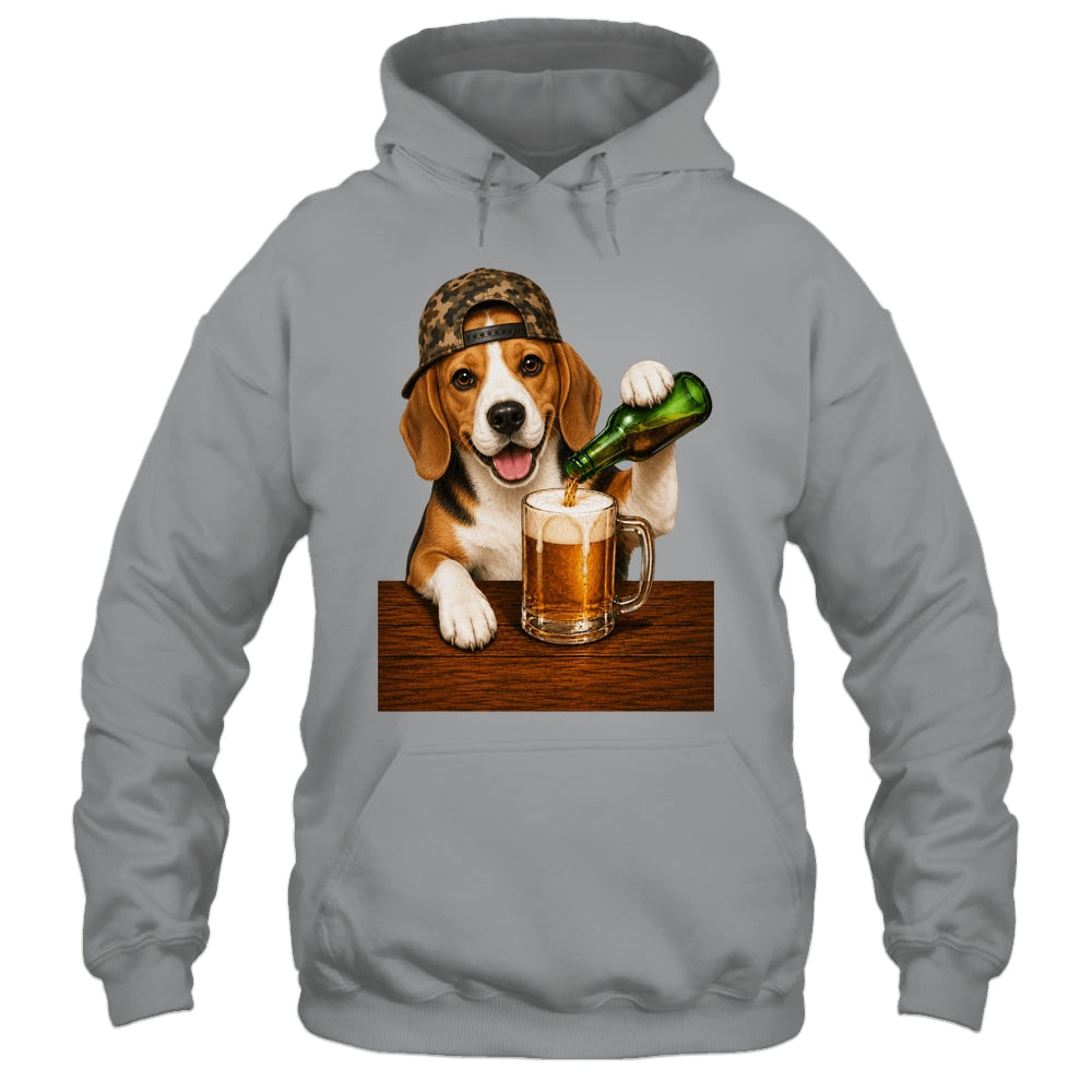 Beagle Drinking Beer Shirt Funny Fathers Day Dog Meme Shirt & Hoodie | teecentury