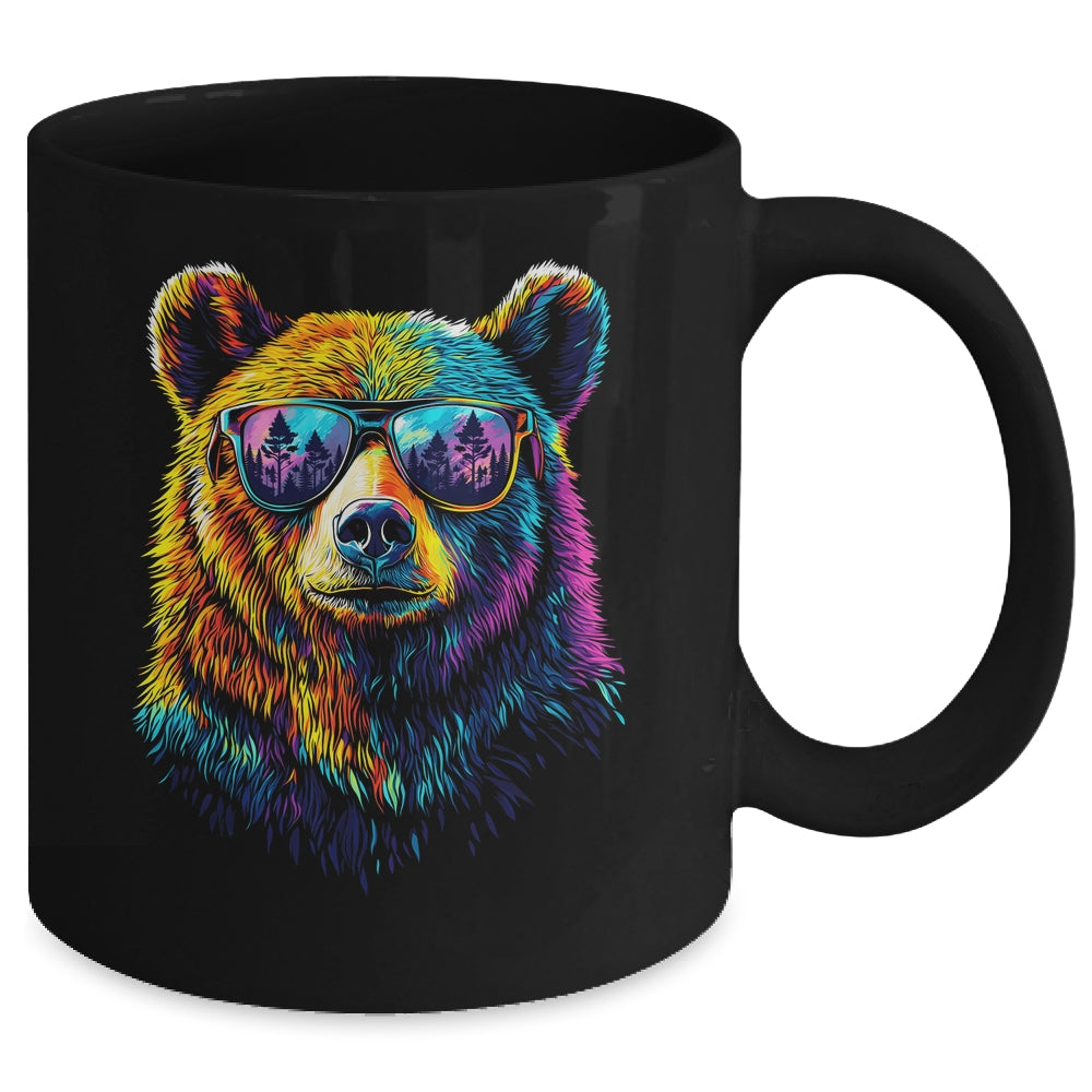 Bear Wearing Sunglasses Wildlife Graphic Colorful Bear Lover Mug | teecentury