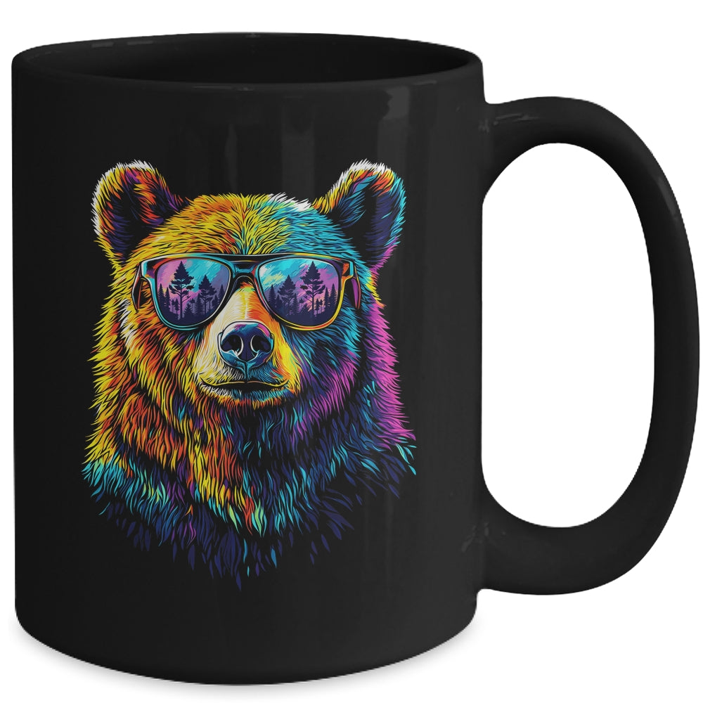 Bear Wearing Sunglasses Wildlife Graphic Colorful Bear Lover Mug | teecentury