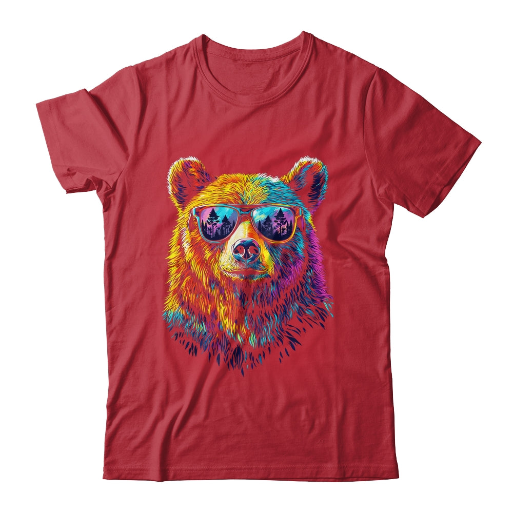 Bear Wearing Sunglasses Wildlife Graphic Colorful Bear Lover Shirt & Hoodie | teecentury