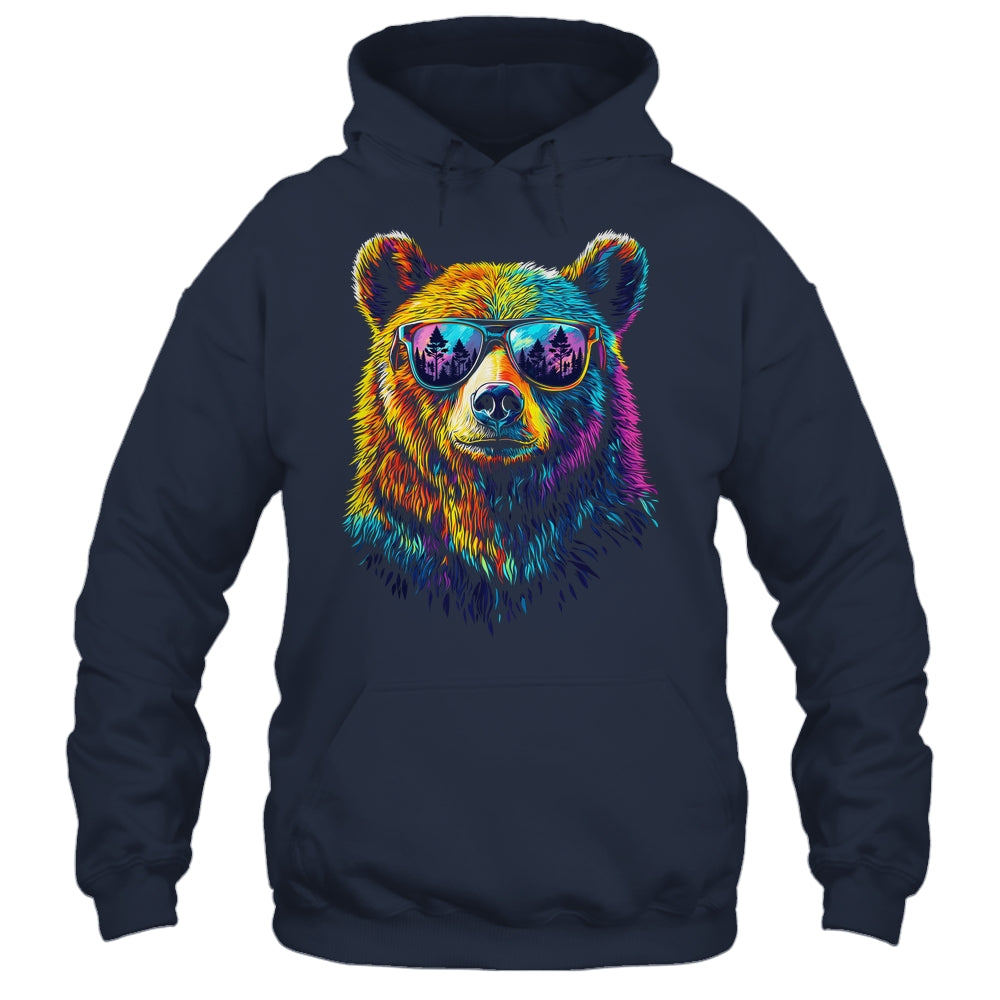 Bear Wearing Sunglasses Wildlife Graphic Colorful Bear Lover Shirt & Hoodie | teecentury