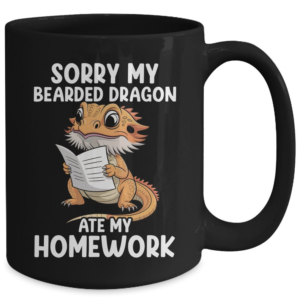 Bearded Dragon Ate Homework Funny Bearded Boys Girls Kids Mug | teecentury