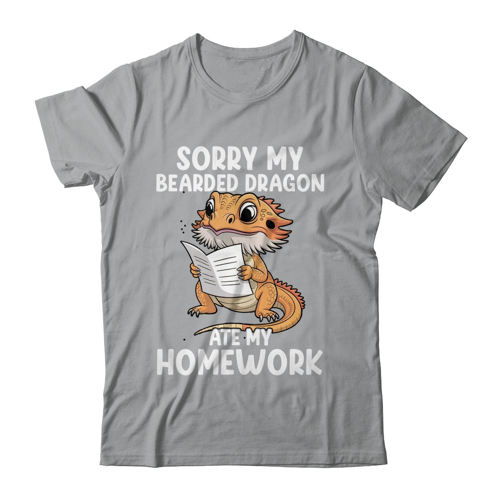 Bearded Dragon Ate Homework Funny Bearded Boys Girls Kids Shirt & Tank Top | teecentury