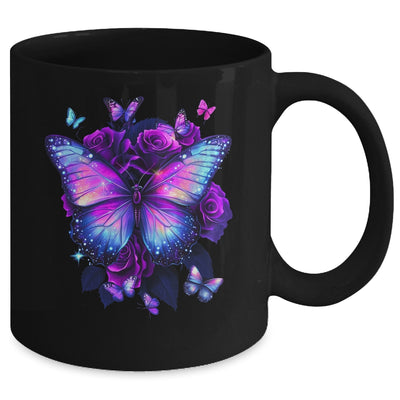 Beautiful Butterfly Purple Rose Butterfly Lovers Women Girls Mug | teecentury