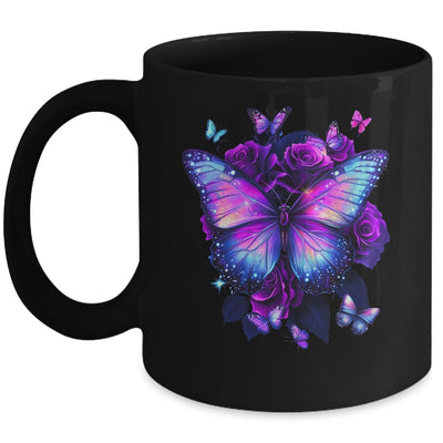 Beautiful Butterfly Purple Rose Butterfly Lovers Women Girls Mug | teecentury