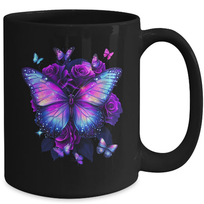 Beautiful Butterfly Purple Rose Butterfly Lovers Women Girls Mug | teecentury