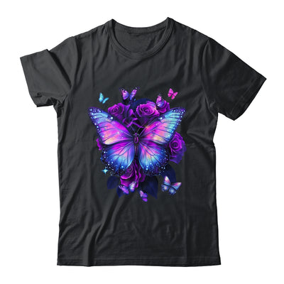 Beautiful Butterfly Purple Rose Butterfly Lovers Women Girls Shirt & Tank Top | teecentury