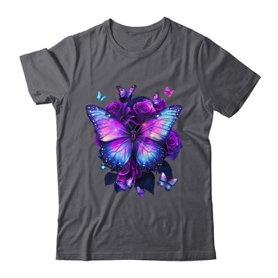 Beautiful Butterfly Purple Rose Butterfly Lovers Women Girls Shirt & Tank Top | teecentury