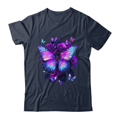 Beautiful Butterfly Purple Rose Butterfly Lovers Women Girls Shirt & Tank Top | teecentury