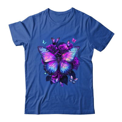 Beautiful Butterfly Purple Rose Butterfly Lovers Women Girls Shirt & Tank Top | teecentury