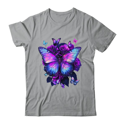 Beautiful Butterfly Purple Rose Butterfly Lovers Women Girls Shirt & Tank Top | teecentury