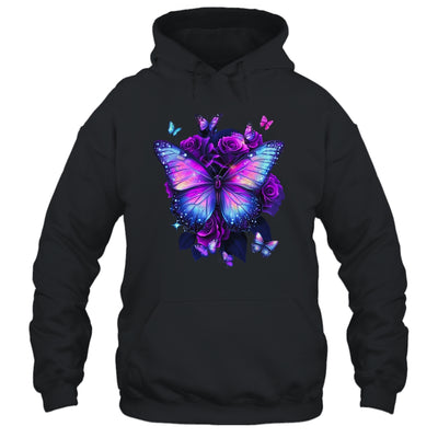 Beautiful Butterfly Purple Rose Butterfly Lovers Women Girls Shirt & Tank Top | teecentury