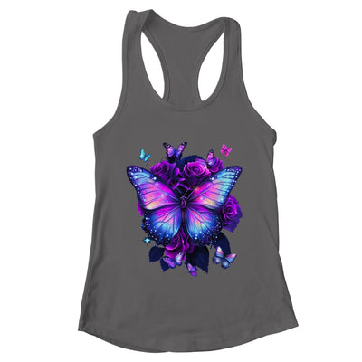 Beautiful Butterfly Purple Rose Butterfly Lovers Women Girls Shirt & Tank Top | teecentury