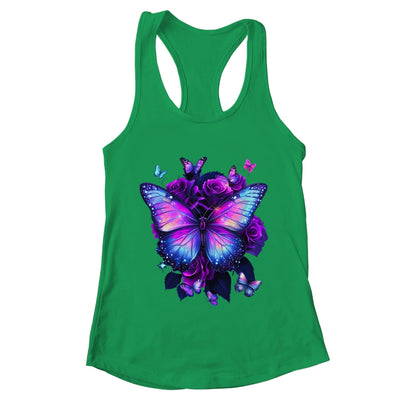 Beautiful Butterfly Purple Rose Butterfly Lovers Women Girls Shirt & Tank Top | teecentury