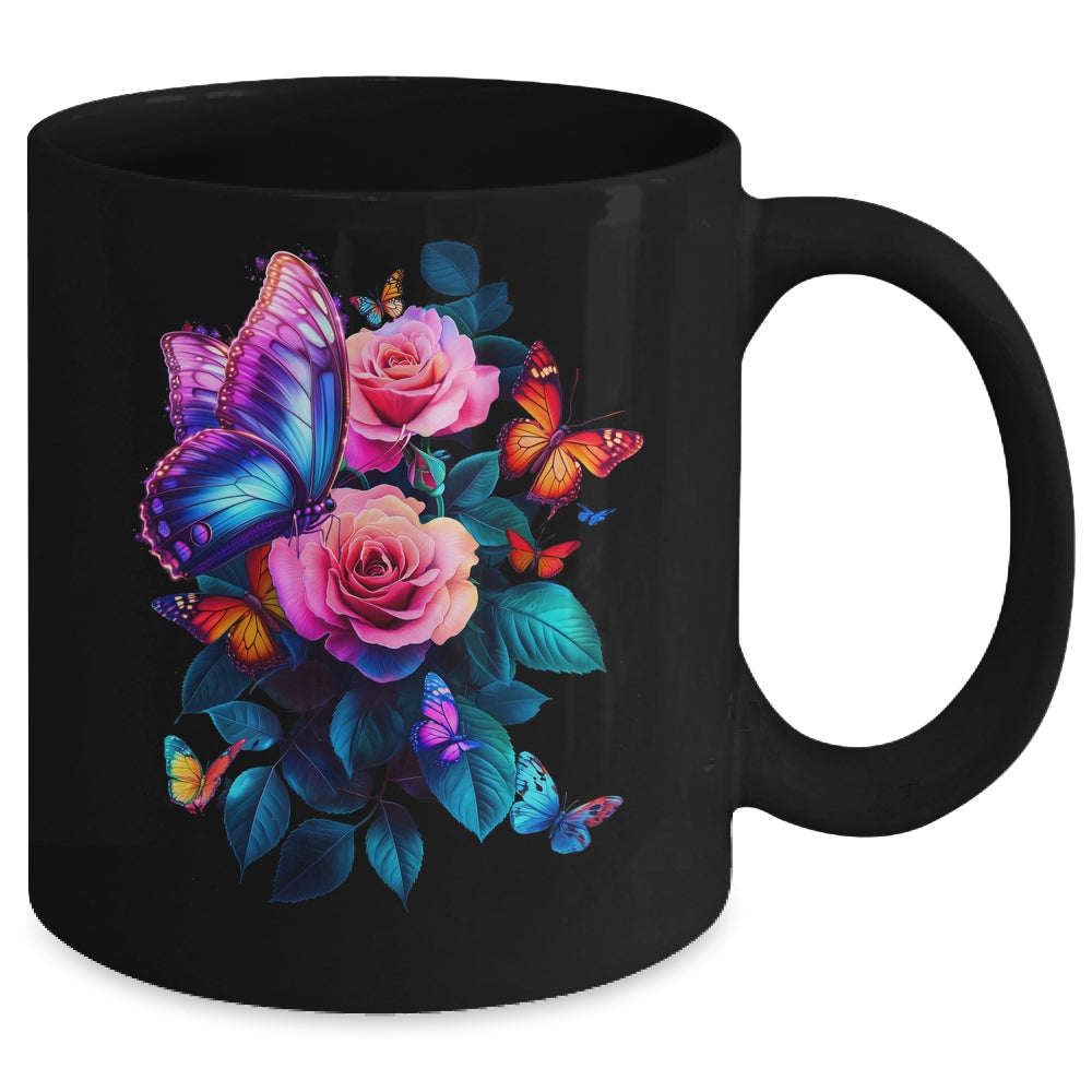 Beautiful Butterfly Purple Rose Butterfly Lovers Women Mug | teecentury