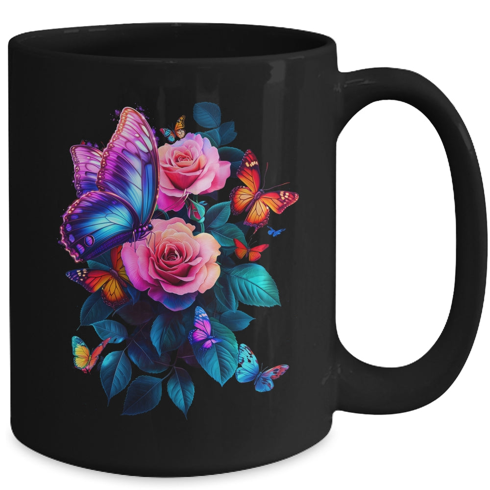 Beautiful Butterfly Purple Rose Butterfly Lovers Women Mug | teecentury