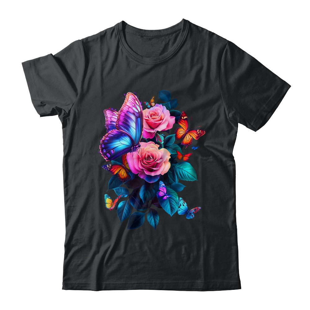 Beautiful Butterfly Purple Rose Butterfly Lovers Women Shirt & Tank Top | teecentury