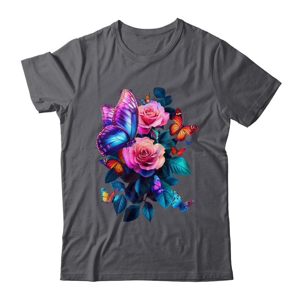 Beautiful Butterfly Purple Rose Butterfly Lovers Women Shirt & Tank Top | teecentury