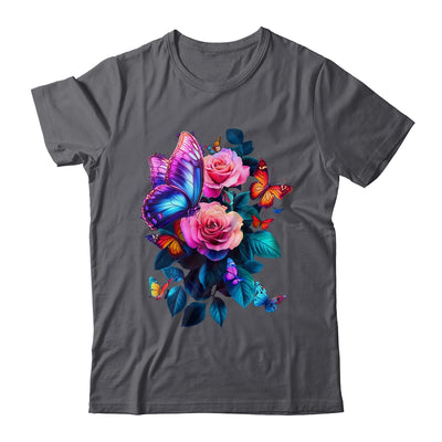 Beautiful Butterfly Purple Rose Butterfly Lovers Women Shirt & Tank Top | teecentury