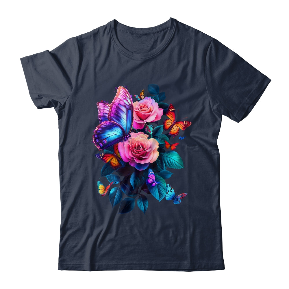 Beautiful Butterfly Purple Rose Butterfly Lovers Women Shirt & Tank Top | teecentury
