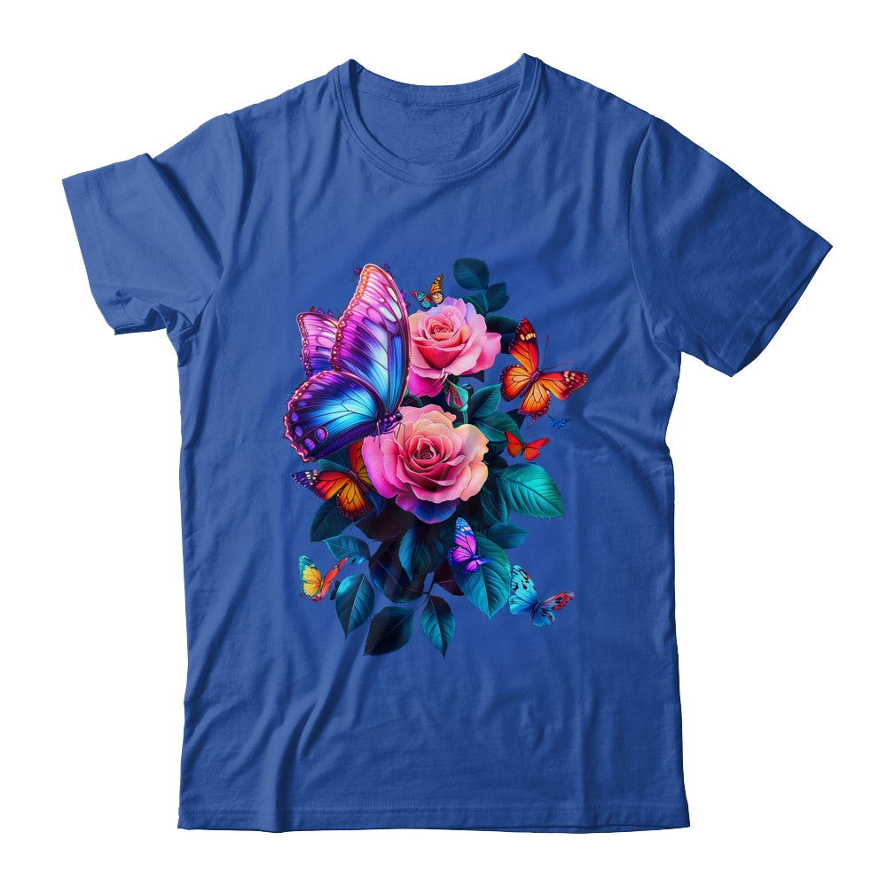 Beautiful Butterfly Purple Rose Butterfly Lovers Women Shirt & Tank Top | teecentury