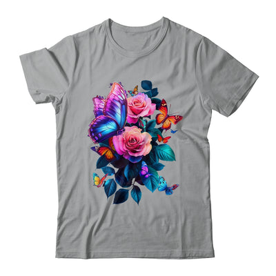 Beautiful Butterfly Purple Rose Butterfly Lovers Women Shirt & Tank Top | teecentury