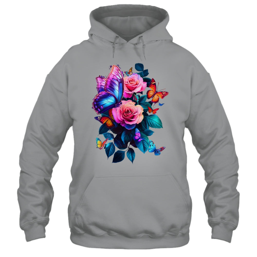 Beautiful Butterfly Purple Rose Butterfly Lovers Women Shirt & Tank Top | teecentury