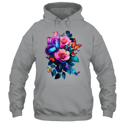 Beautiful Butterfly Purple Rose Butterfly Lovers Women Shirt & Tank Top | teecentury