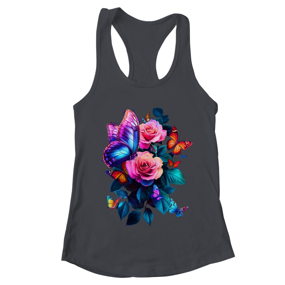 Beautiful Butterfly Purple Rose Butterfly Lovers Women Shirt & Tank Top | teecentury