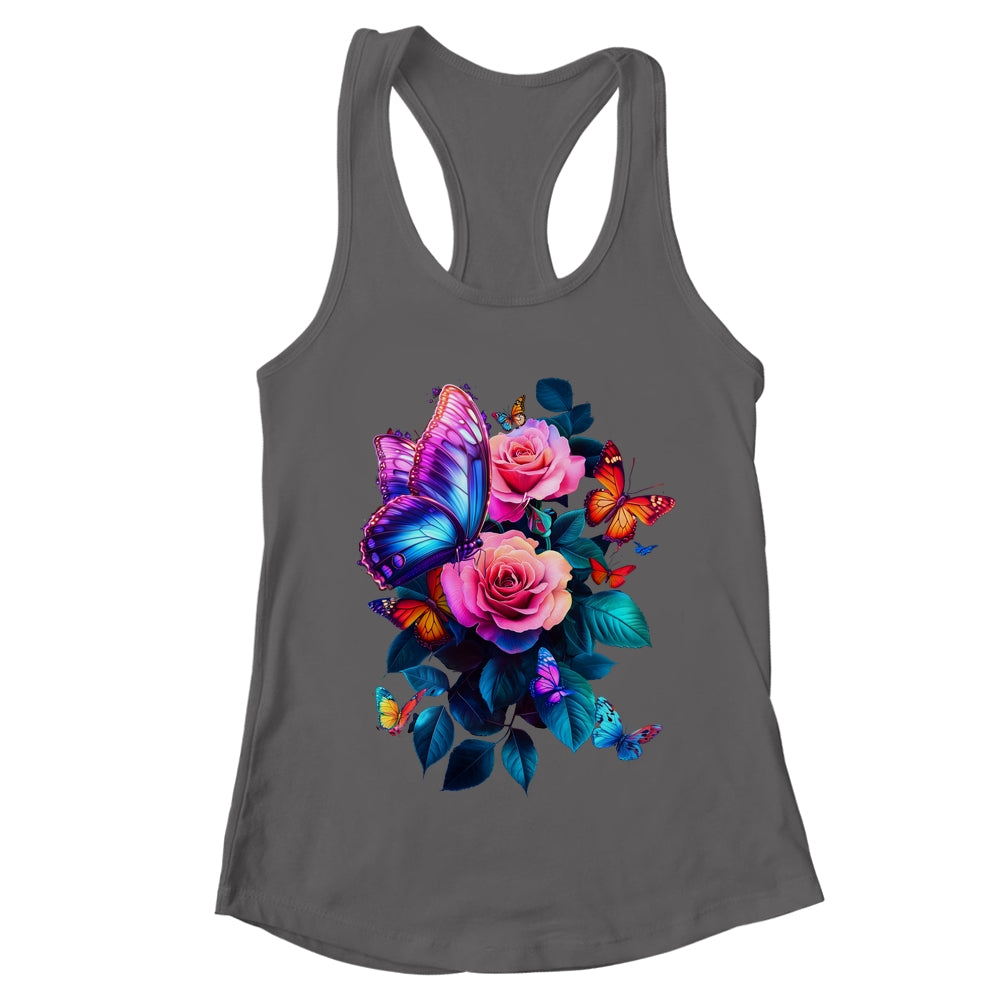 Beautiful Butterfly Purple Rose Butterfly Lovers Women Shirt & Tank Top | teecentury