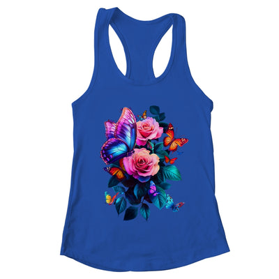 Beautiful Butterfly Purple Rose Butterfly Lovers Women Shirt & Tank Top | teecentury