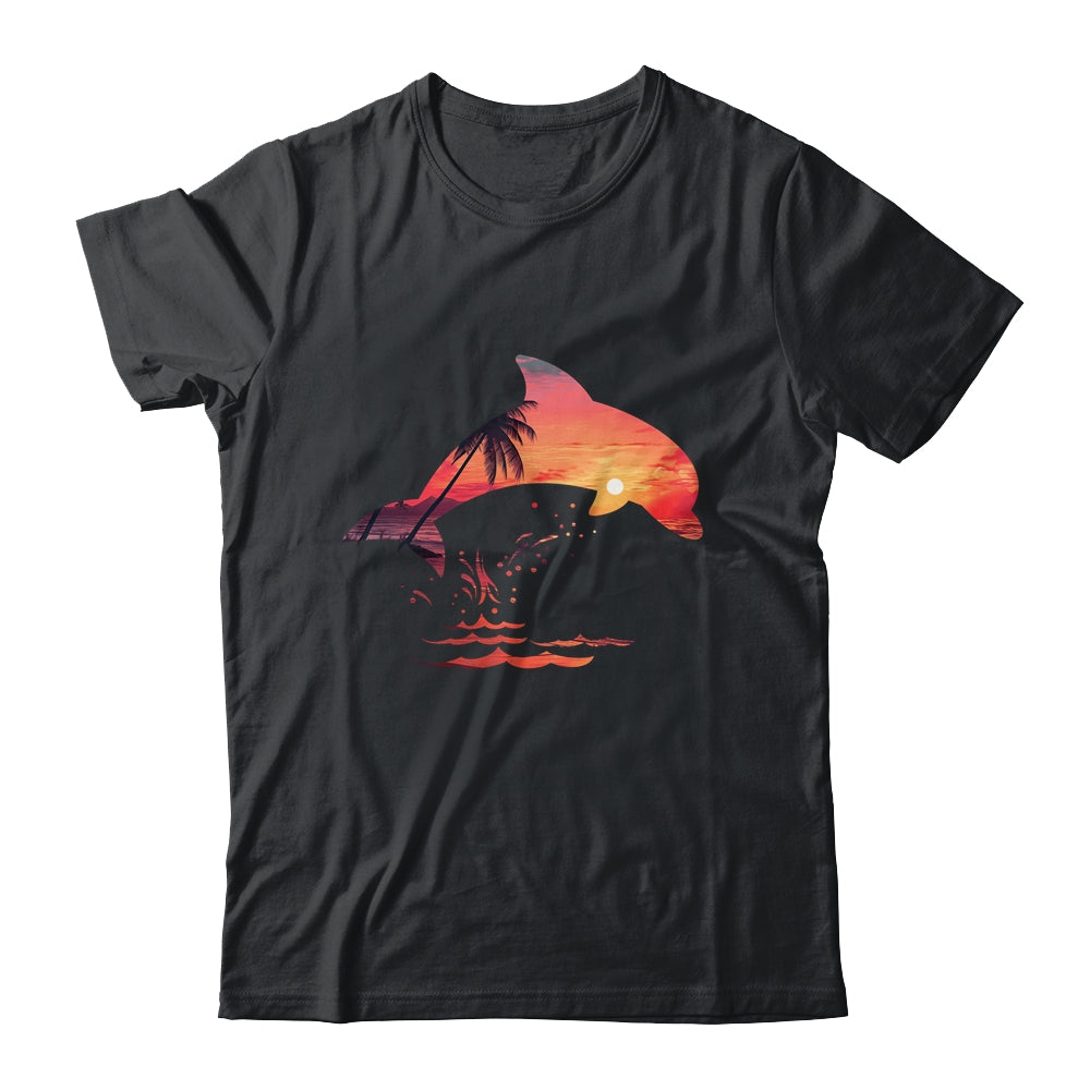 Beautiful Dolphin Sunset Colorful Sunrise Dolphin Silhouette Shirt & Tank Top | teecentury