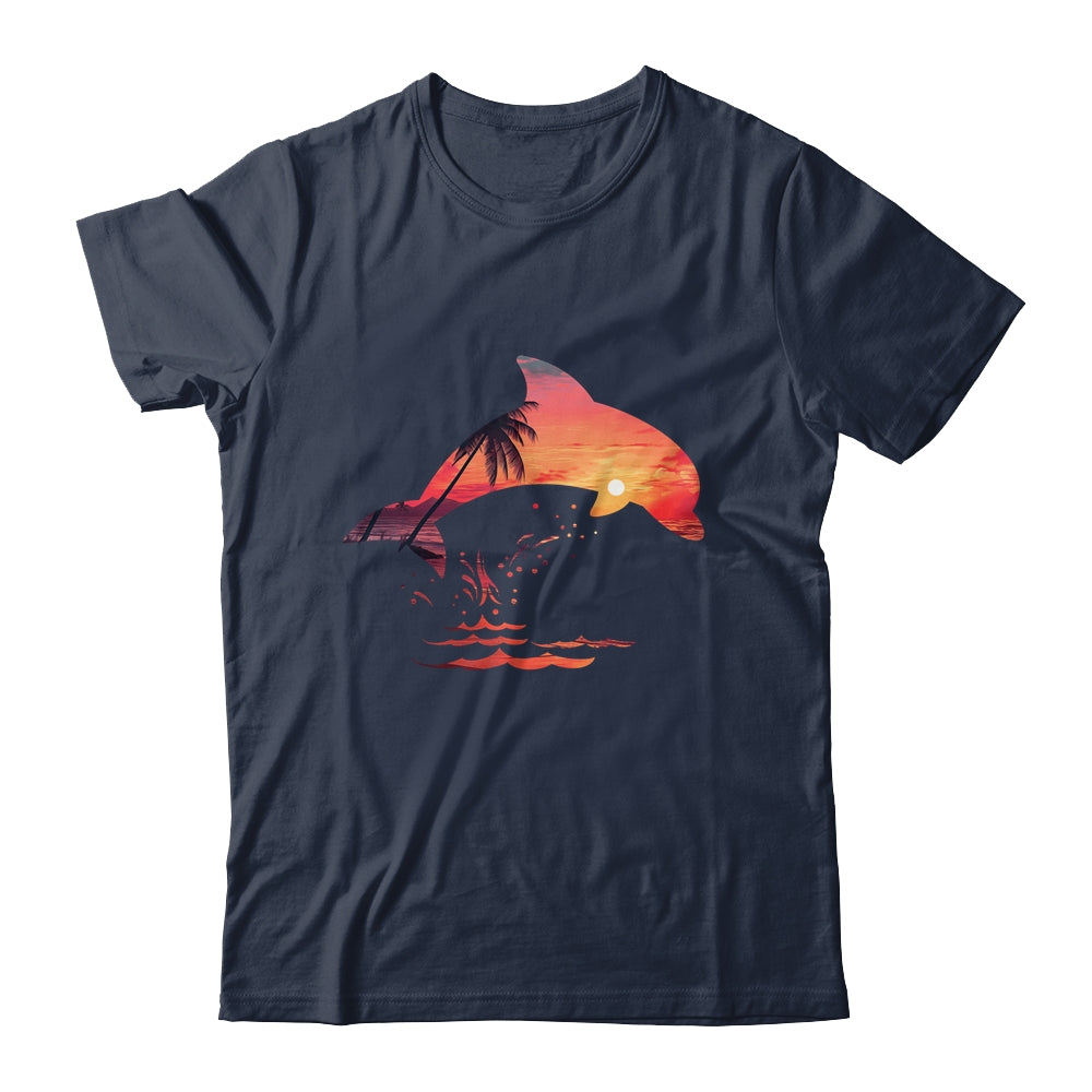 Beautiful Dolphin Sunset Colorful Sunrise Dolphin Silhouette Shirt & Tank Top | teecentury