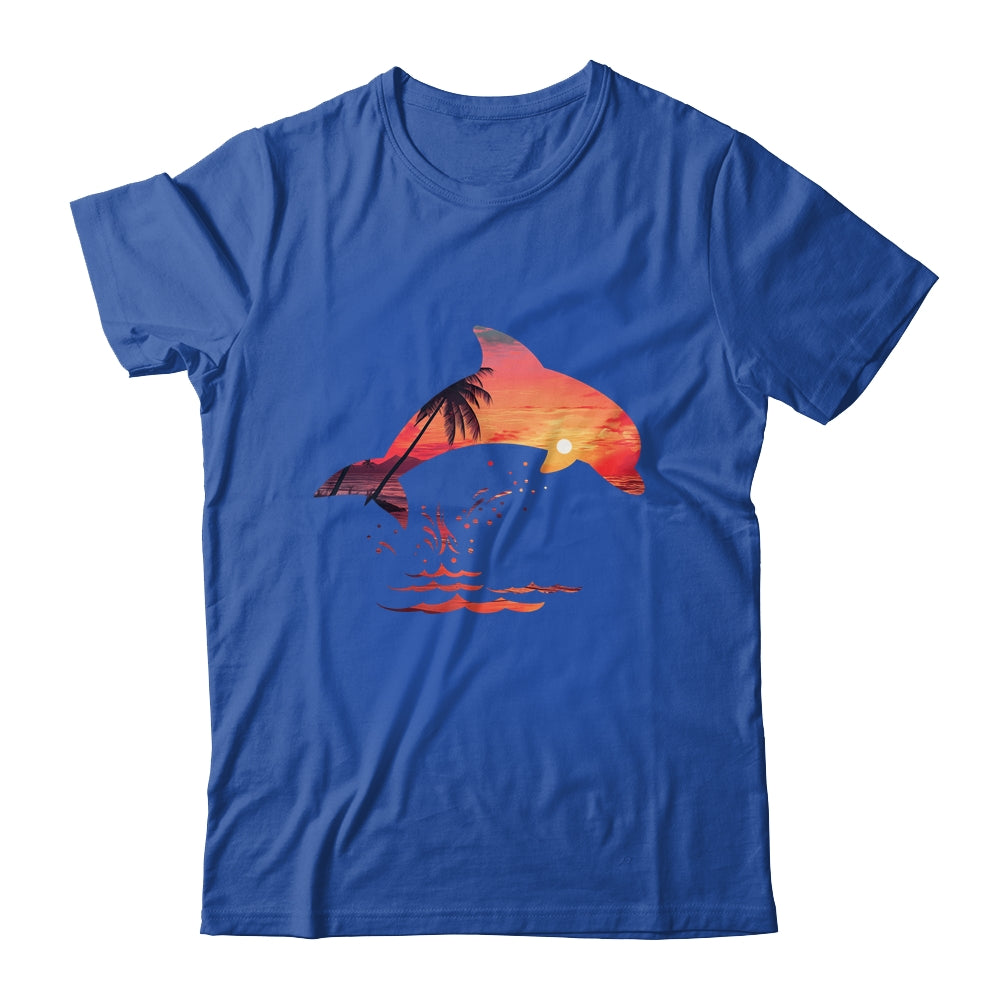 Beautiful Dolphin Sunset Colorful Sunrise Dolphin Silhouette Shirt & Tank Top | teecentury