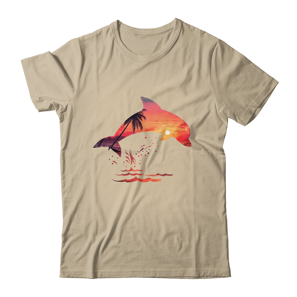 Beautiful Dolphin Sunset Colorful Sunrise Dolphin Silhouette Shirt & Tank Top | teecentury