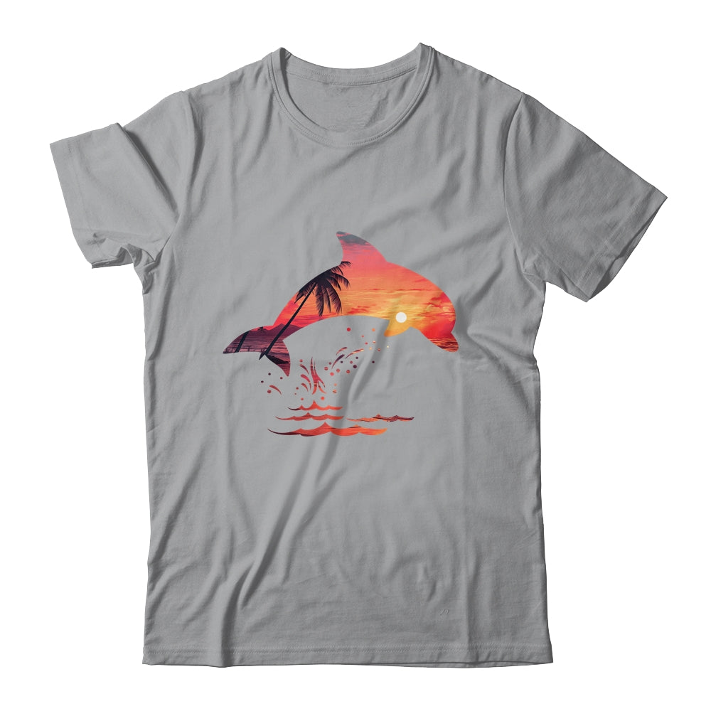 Beautiful Dolphin Sunset Colorful Sunrise Dolphin Silhouette Shirt & Tank Top | teecentury