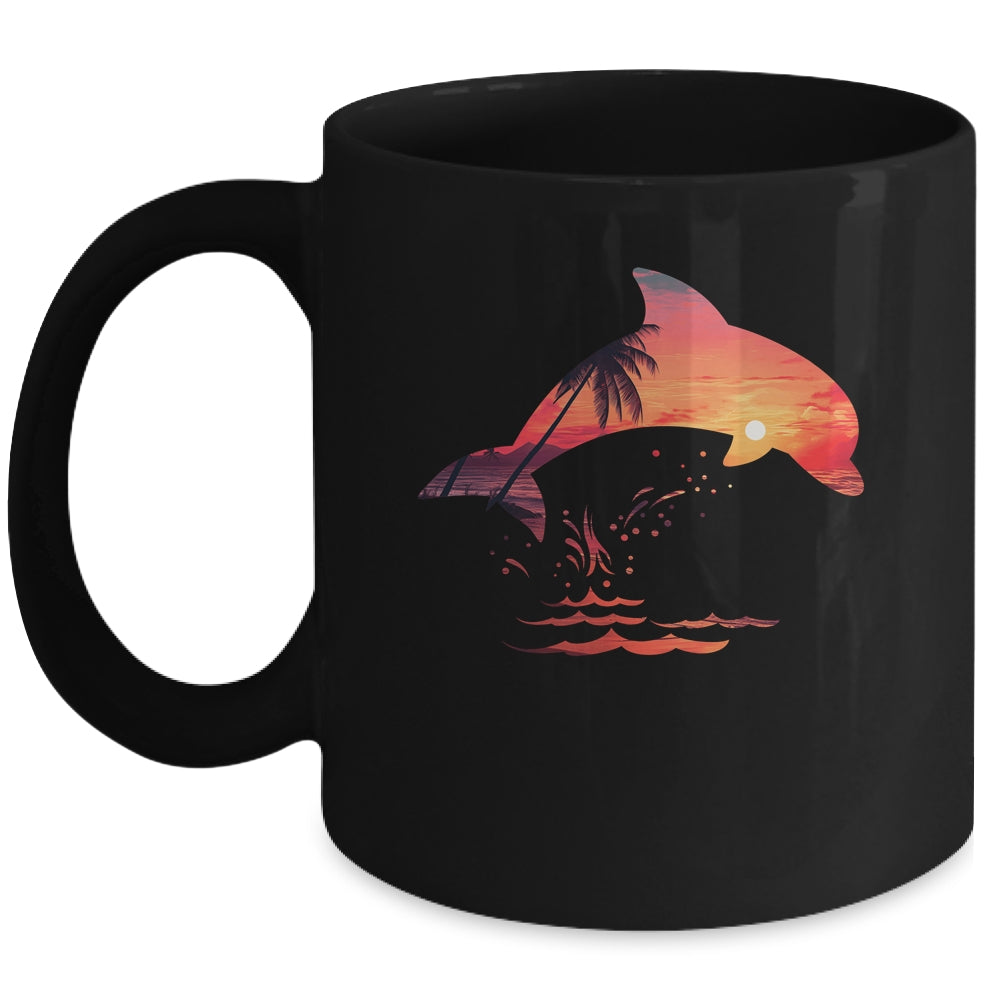Beautiful Dolphin Sunset Colorful Sunrise Dolphin Silhouette Mug | teecentury