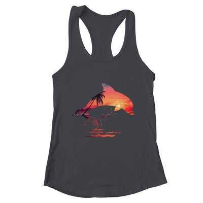Beautiful Dolphin Sunset Colorful Sunrise Dolphin Silhouette Shirt & Tank Top | teecentury